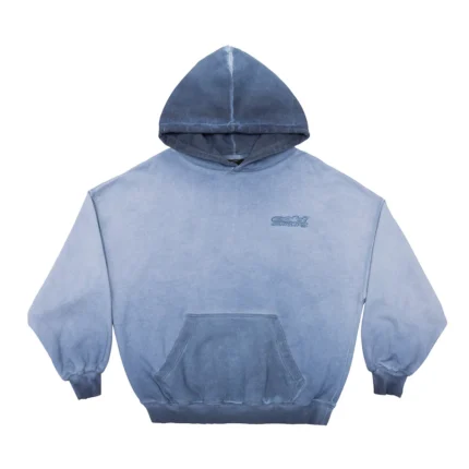 Fabric Logo Hoodie Dyed Indigo Blue