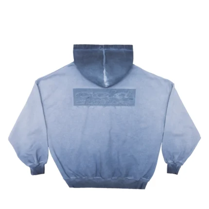 Fabric Logo Hoodie Dyed Indigo Blue