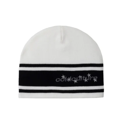 Stars Strap Beanie White